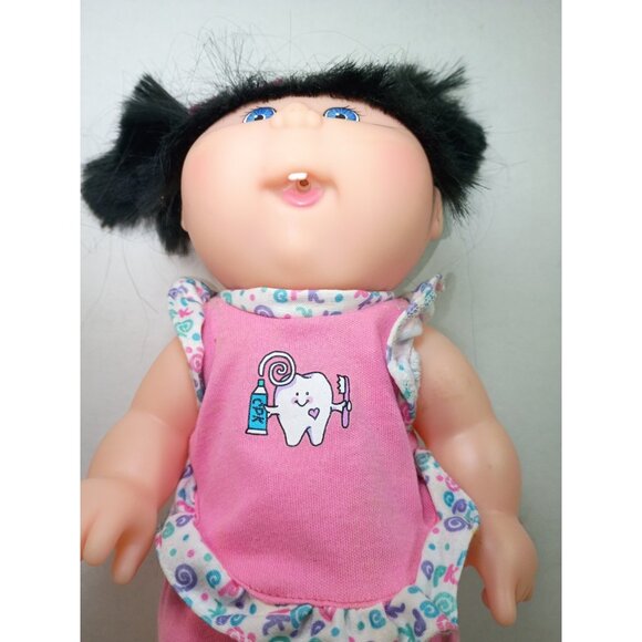 Vtg 1996 Cabbage Patch Kids Brushin' Teeth Baby Doll Vinyl Body 13" Black Hair - Picture 4 of 9